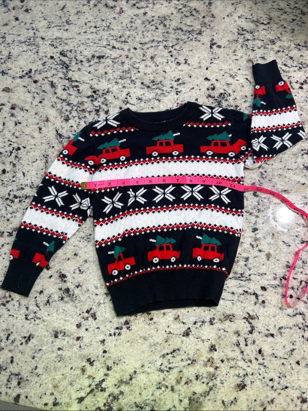 Andy & Evan Black Christmas Truck Fair Isle Crewneck Sweater